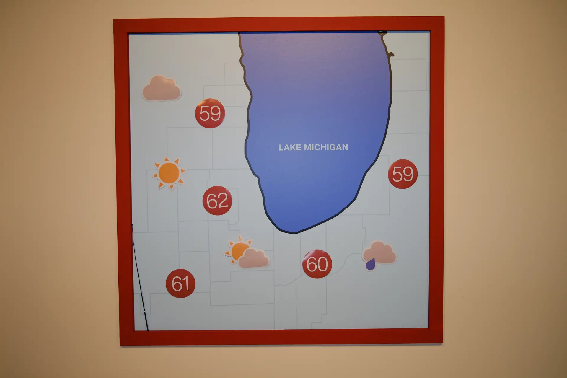Lake Michigan weather map on set