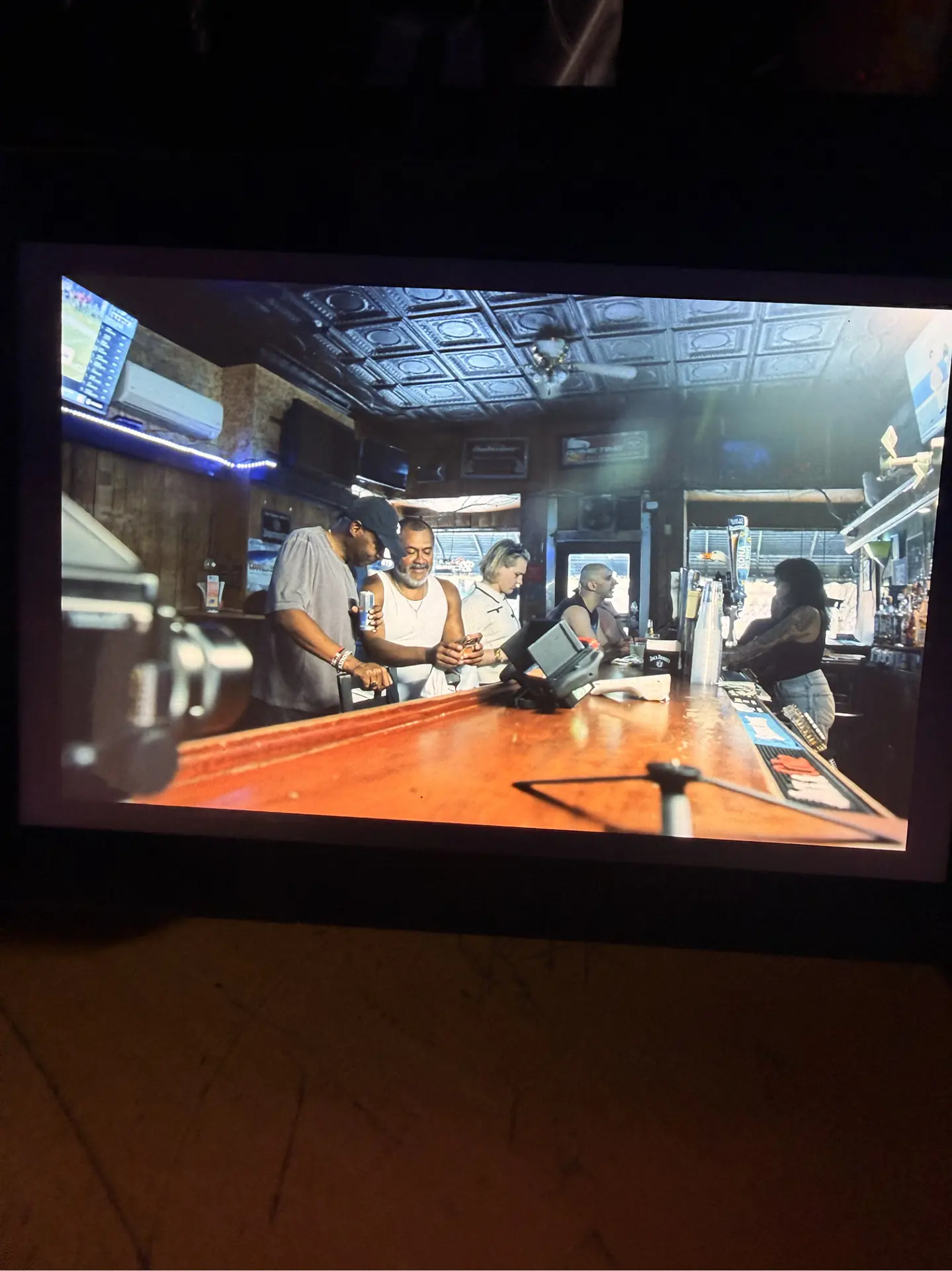 Bar scene on the monitor