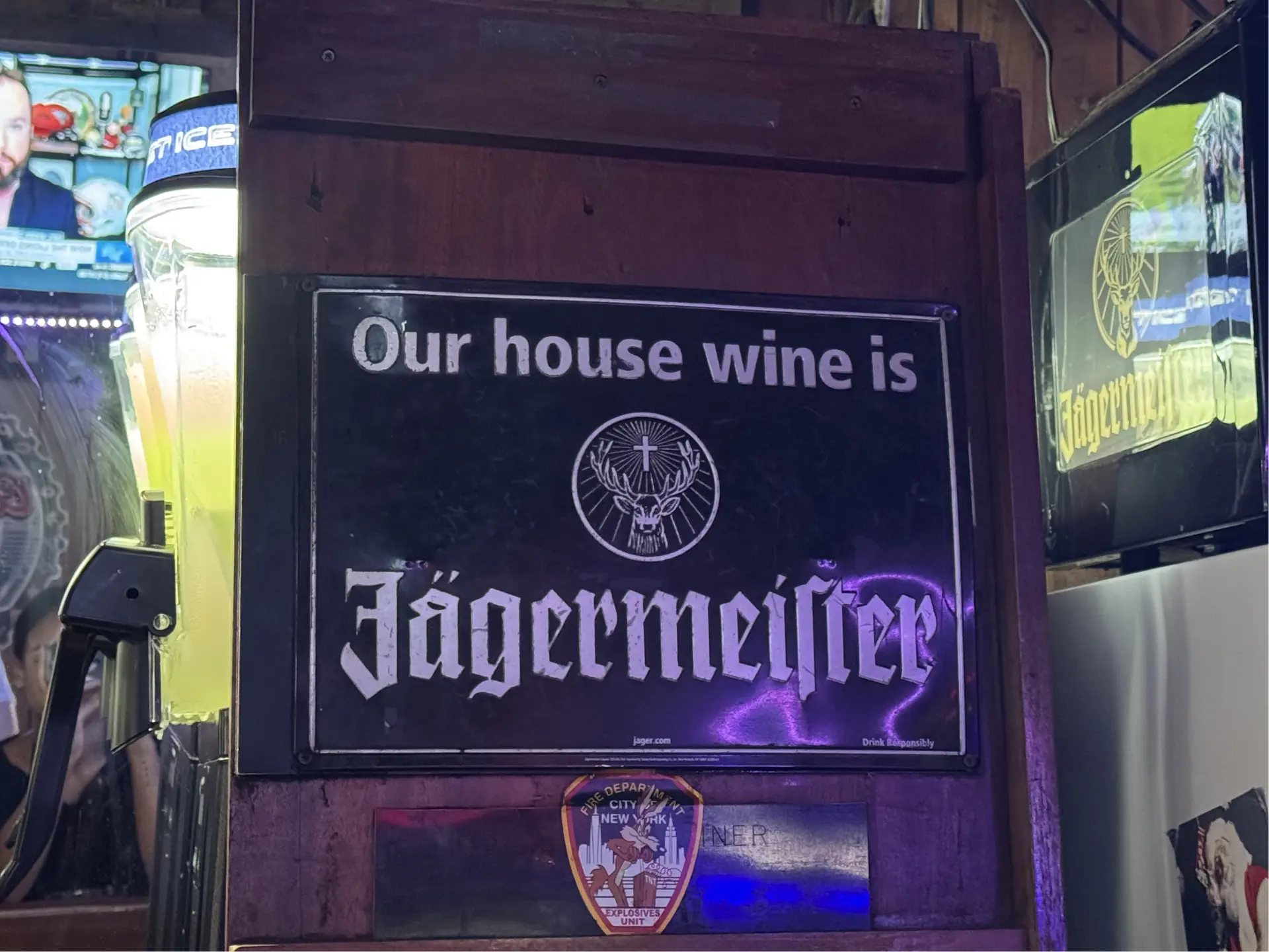 Jägermeister house wine sign