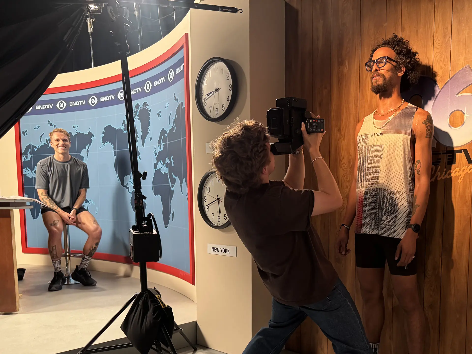 Shooting runner portraits on the BNDTV set